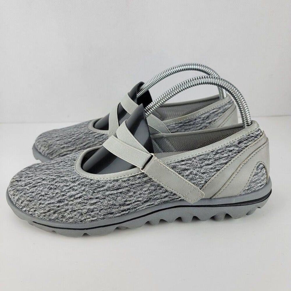 Propét Women Size 10 Grey TravelActiv Flat Walking Lightweight Slip On Shoes